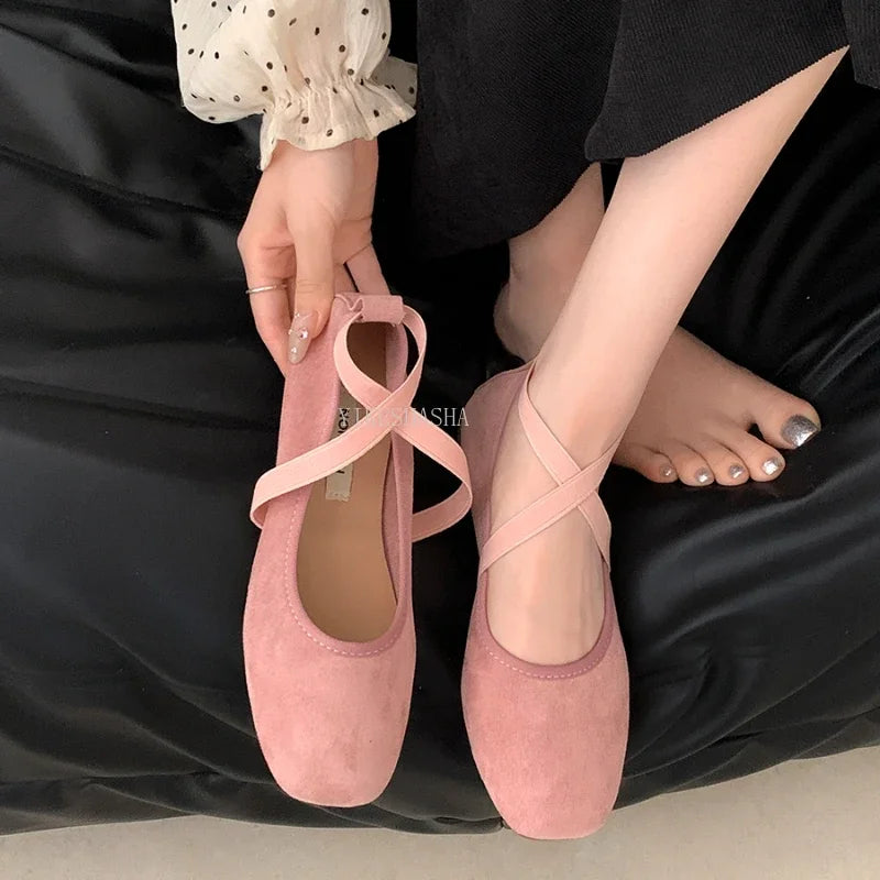 2024 New Spring Summer Flat Ballet Shoes Women's Shoes Retro Mary Jane Shoes Ballet Flats Women Zapatos Mujer