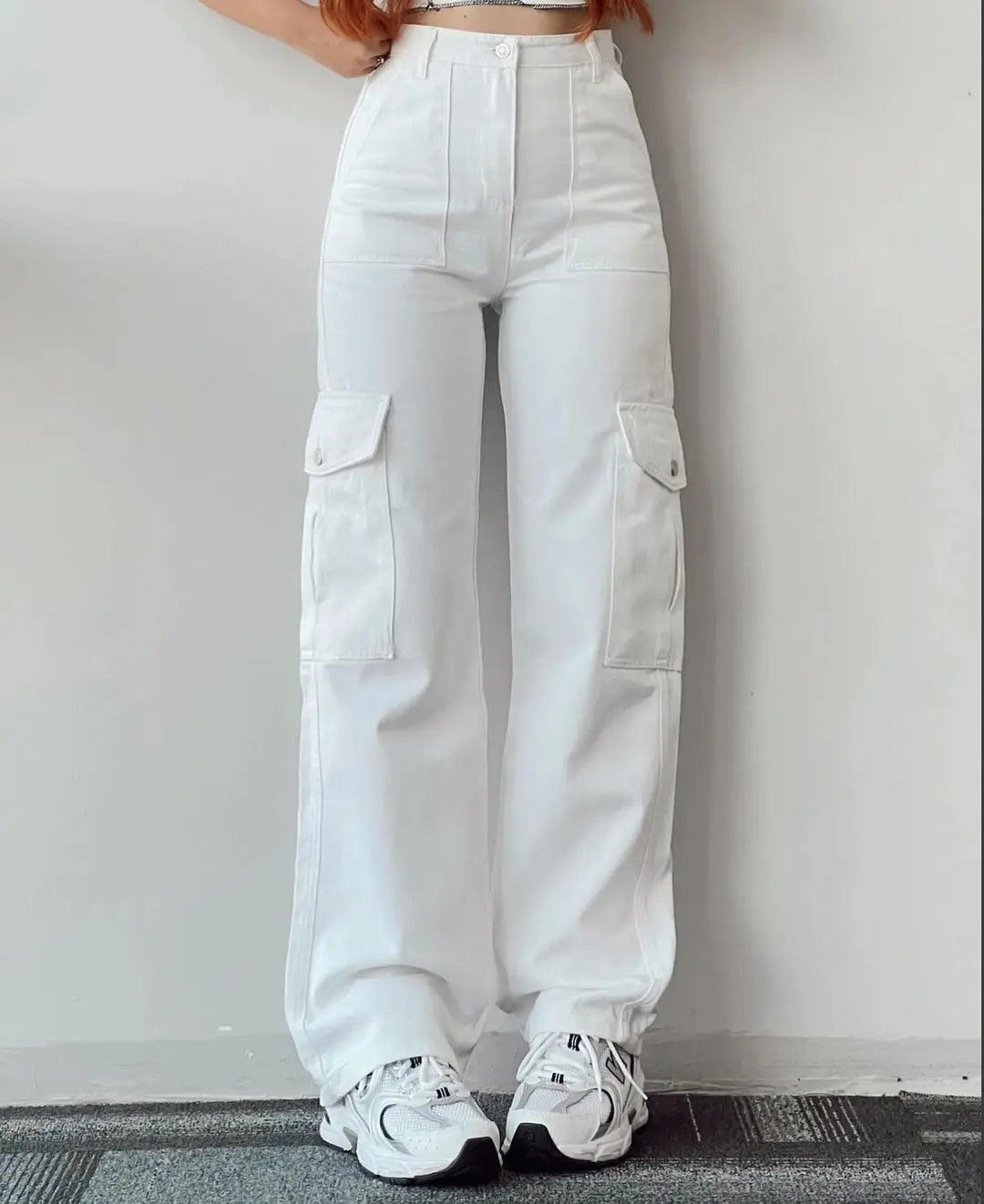 New Straight Cargo High Waist Baggy Trousers Casual Wide Leg Slim Vintage Streetwear Pocket Fashion Women Casual Pants - reetell