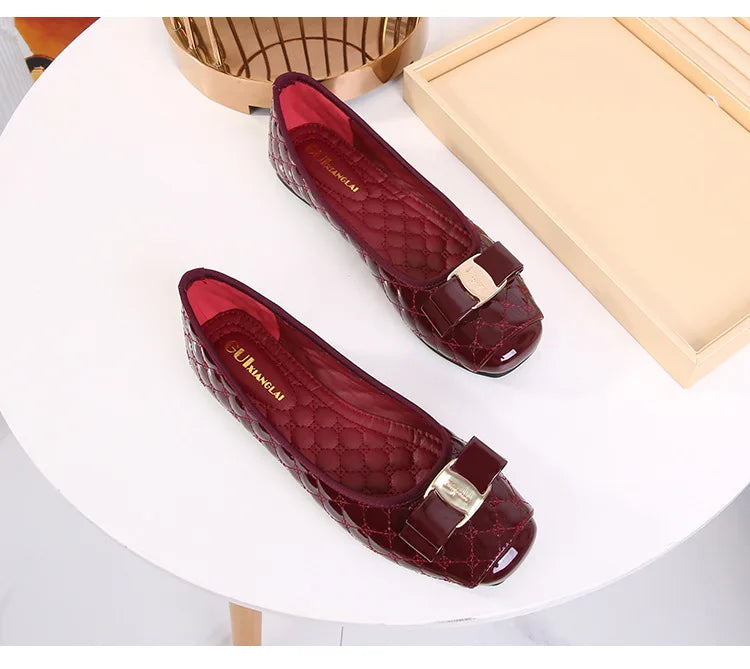 Comemore Comfortable Ballet Flats 2023 Women's Loafers Leather Moccasins Summer Footwear Elegant Red Slip-on Shoes for Women 42