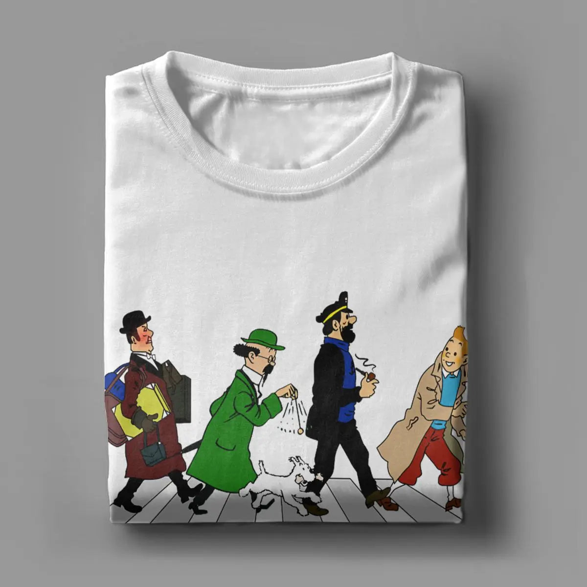 Captain Haddock T-Shirts Men Cartoon Cool 100% Cotton Tees Round Collar Short Sleeve T Shirts 6XL Clothing - reetell