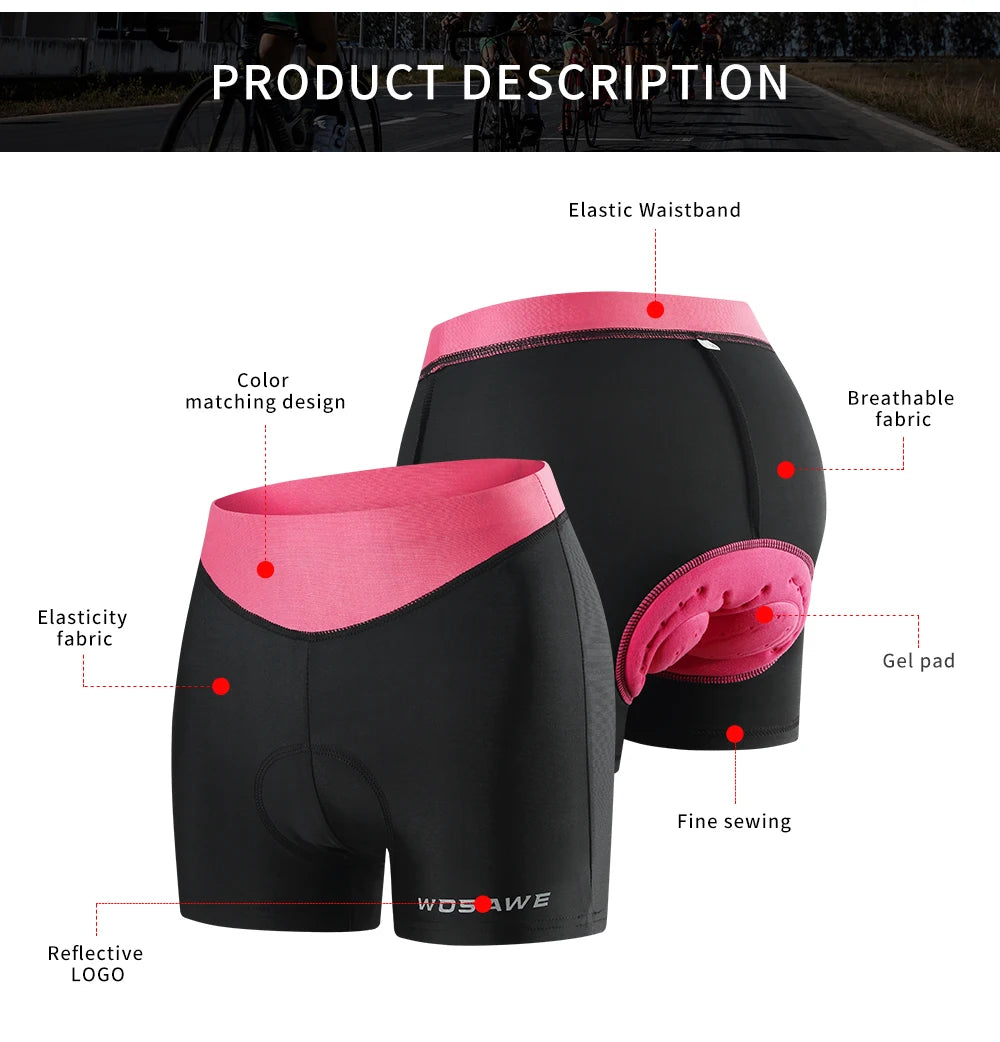 WOSAWE Women Cycling Shorts Summer Padded Cycling Under Shorts for Women Biker Shorts MTB Bicycle Gel Pad Cycling Shorts - reetell