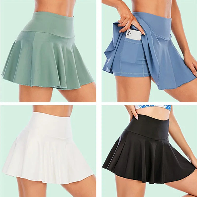 Cloud Hide Fitness Tennis Skirts Badminton Golf S-XXXL Skirt High Waist Shorts Women Athletic Running Sport Girls Pleated Skorts - reetell