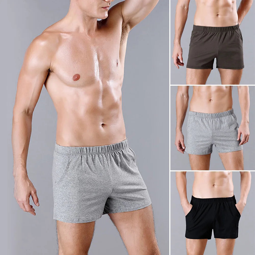 Men's Cotton Summer Breathable Sleep Shorts Casual Pants Colorful Fashion Pocket Simple Home Slim Fit Solid Seamless Mens Shorts - reetell