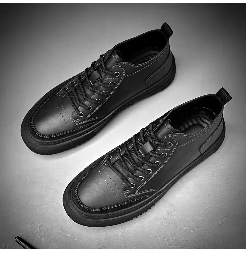 Genuine Leather Mens Sneakers 2024 Luxury Handmade Casual Shoes Designer High Quality Outdoor Walking Shoes Men Skateboard Shoes - reetell