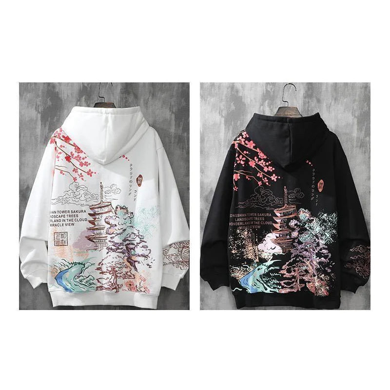 Deeptown Chinese Style Anime Print Hoodie Women Harajuku Oversize Sweatshirt Female Letter Winter Long Sleeve Pullover Tracksuit - reetell