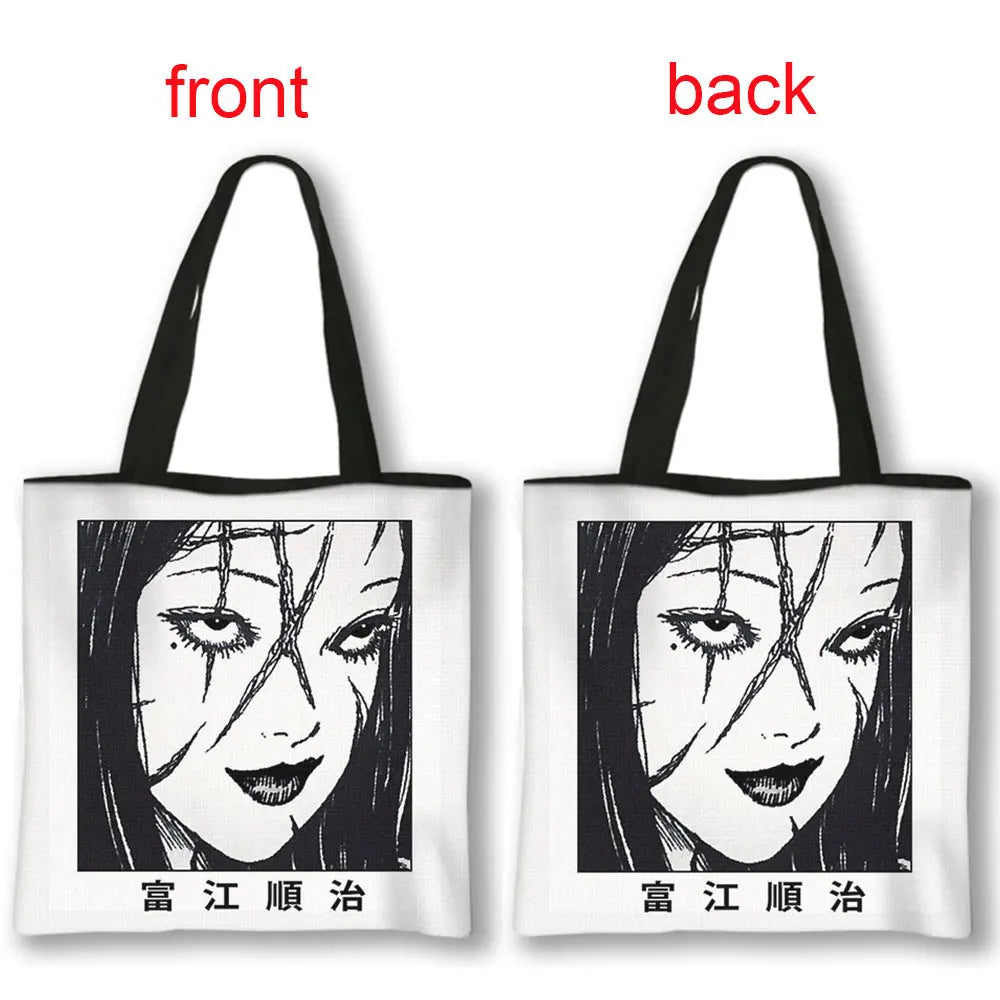 Horror Manga Tomie Women Handbag Large Capacity Totes Bag Hip Hop Junji Ito Shoulder Bag for Travel Girls Reusable Shopping Bags