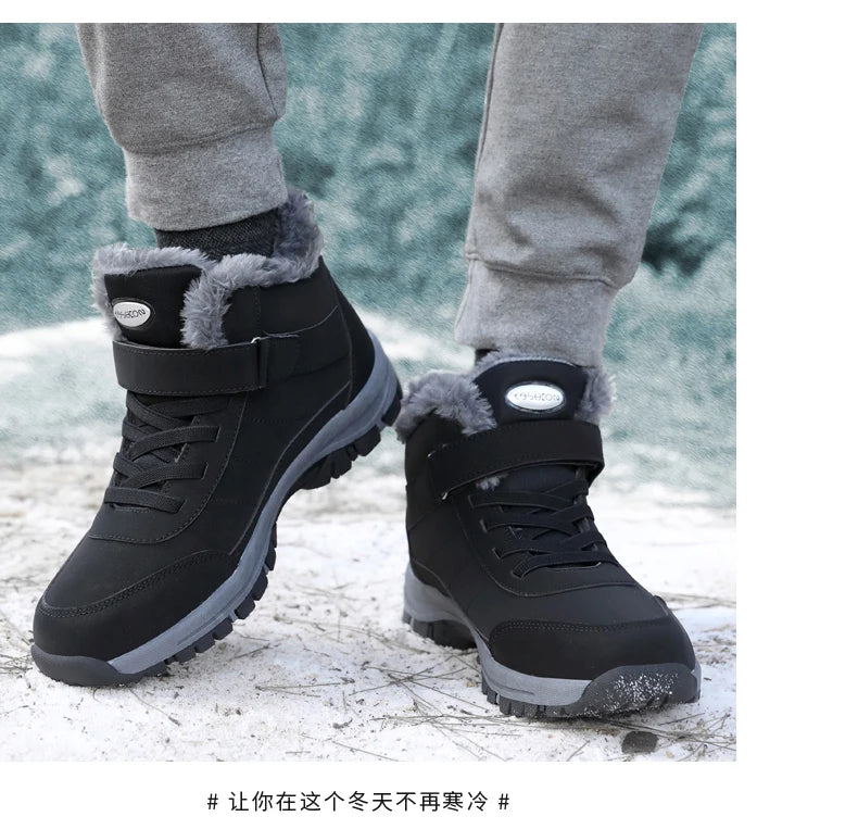 Winter Women Snow Boots Warm Plus Velvet Men Cotton Shoes Windproof Women's Boots Comfortable Casual Shoes Non-slip Hiking Boots - reetell