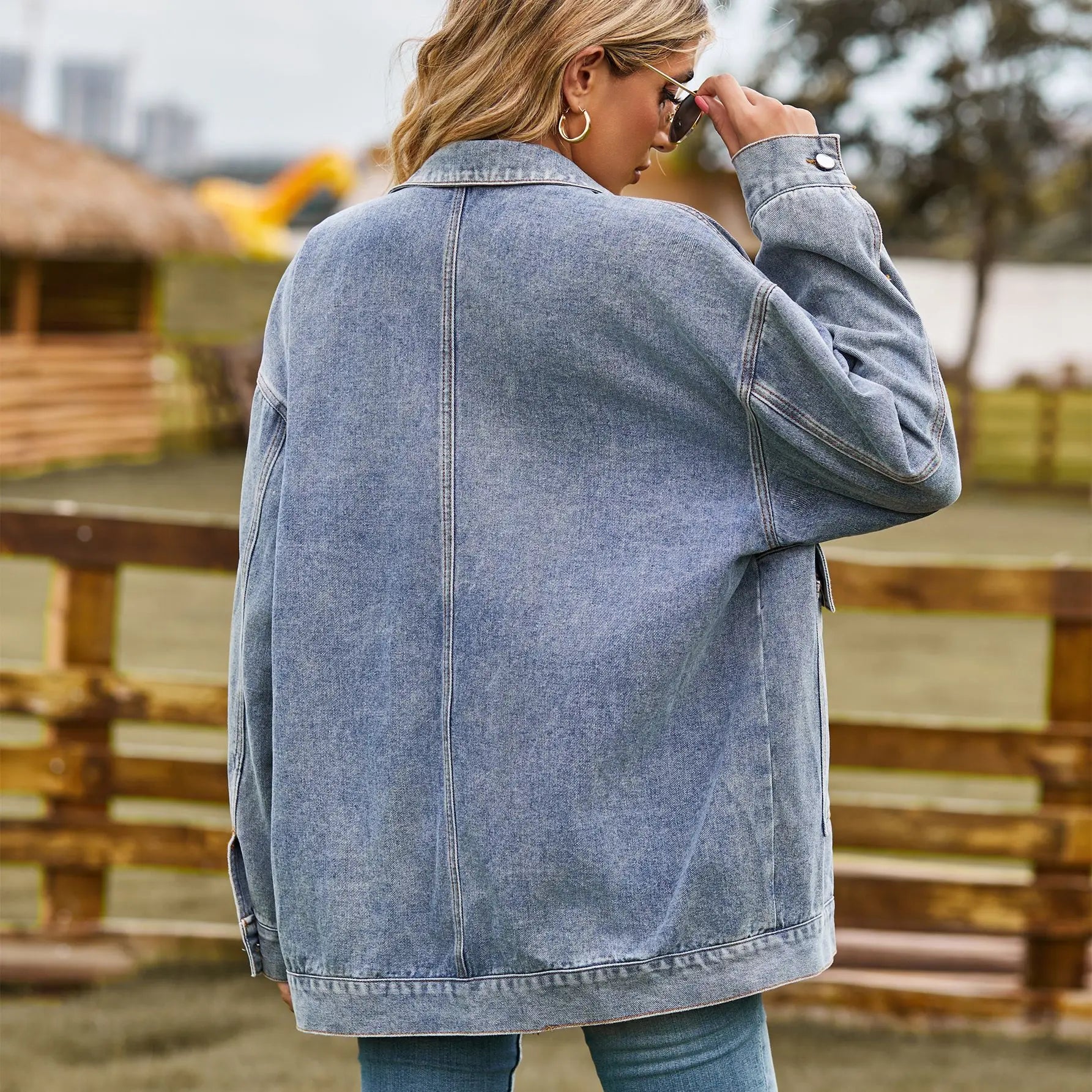 2023 Autumn New Women's Long Sleeve Denim Jacket Fashion Loose Versatile Mid-Length Jeans Coat Casual Clothing S-2XL