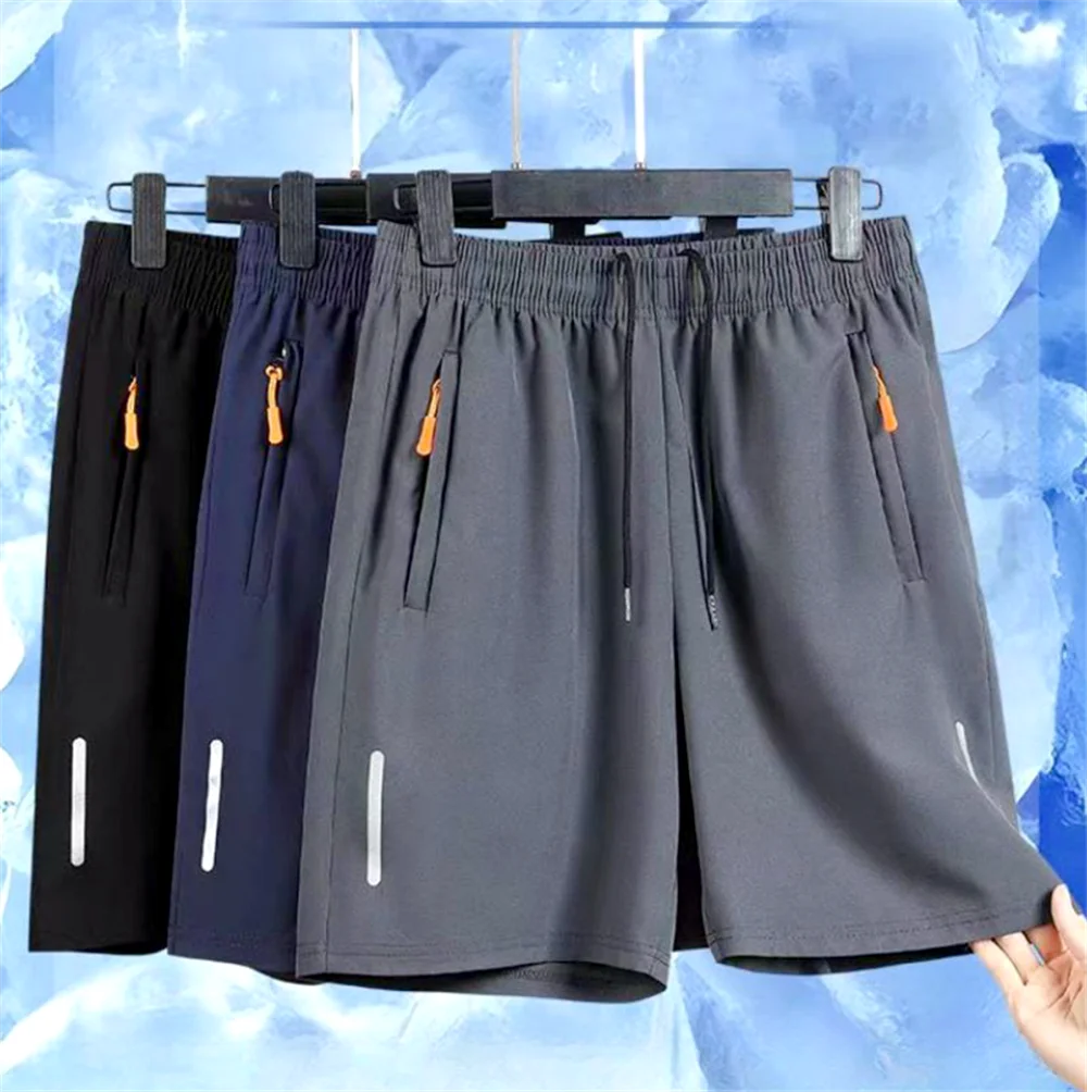 Ice Silk Shorts Quick Dry Breathable Men's Summer Thin Large Sport Running Sweat Wicking Hygroscopic Beach Casual Loose Capris - reetell