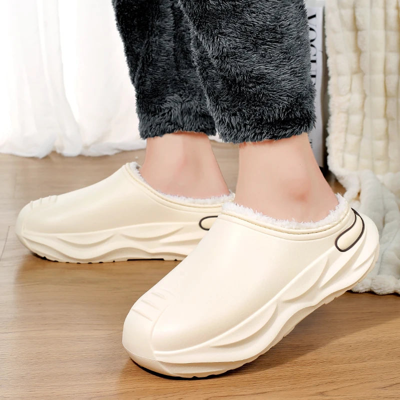 High Quality Winter Men's Warm Slippers Cotton Slippers Outdoor Indoor Warm Shoes Non-slip Mens Home Bedroom Plush Warm Slippers