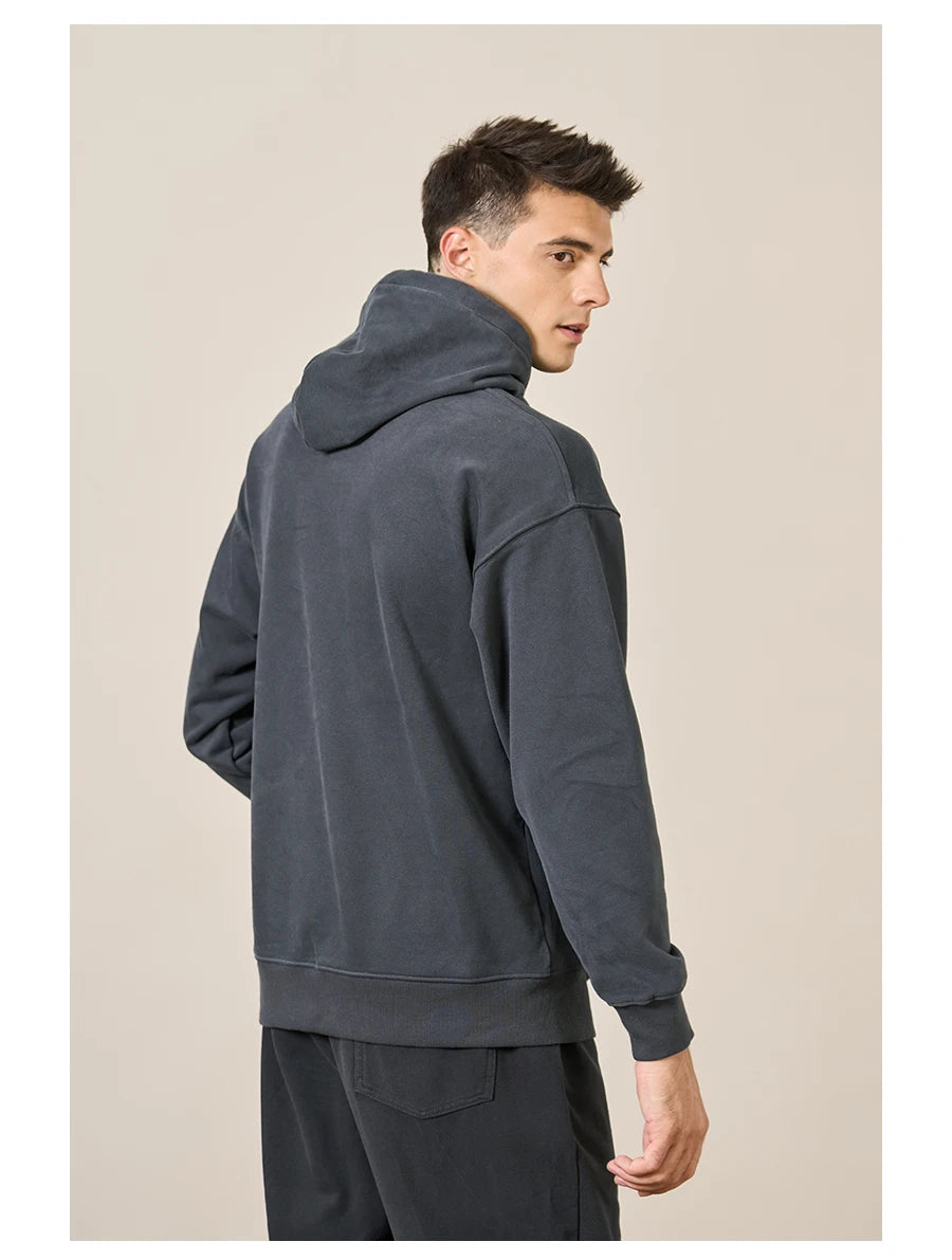 SIMWOOD 2024 Autumn New New Hooded Hoodies Men Thick 360g Fabric Solid Basic Sweatshirts Quality Jogger Texture Pullovers - reetell