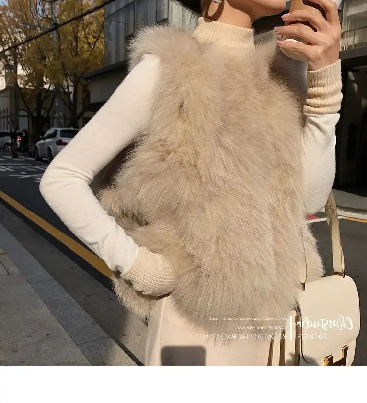 2024 Newest Fashion Quality Fur Vest Coat Warm Women's Vests Winter Furs Fox s Jacket for Women - reetell