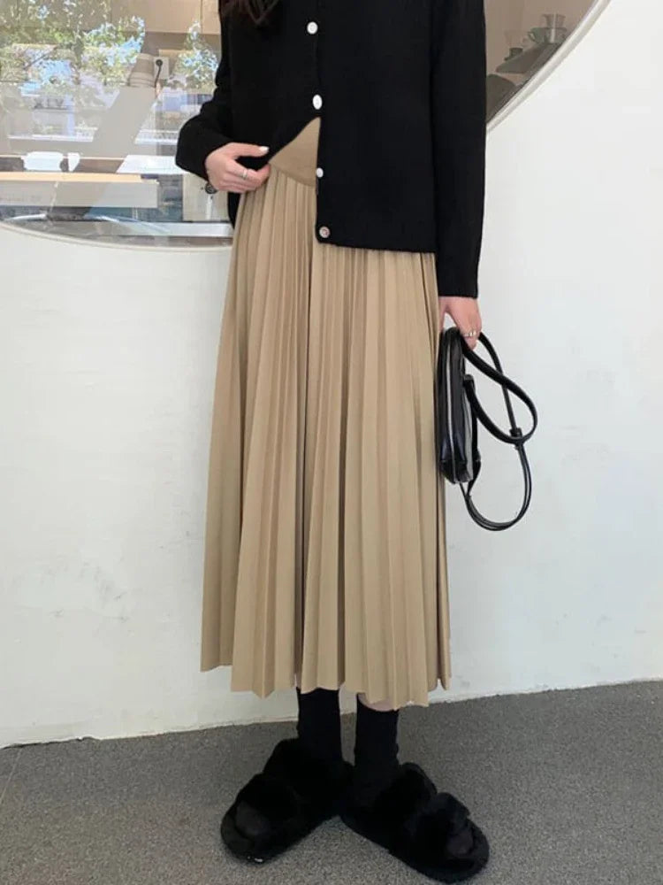 Maternity dress Pleated Thick Warm Maternity Skirts Elastic Waist Belly Casual Clothes for Pregnant Women Clothing Pregnancy