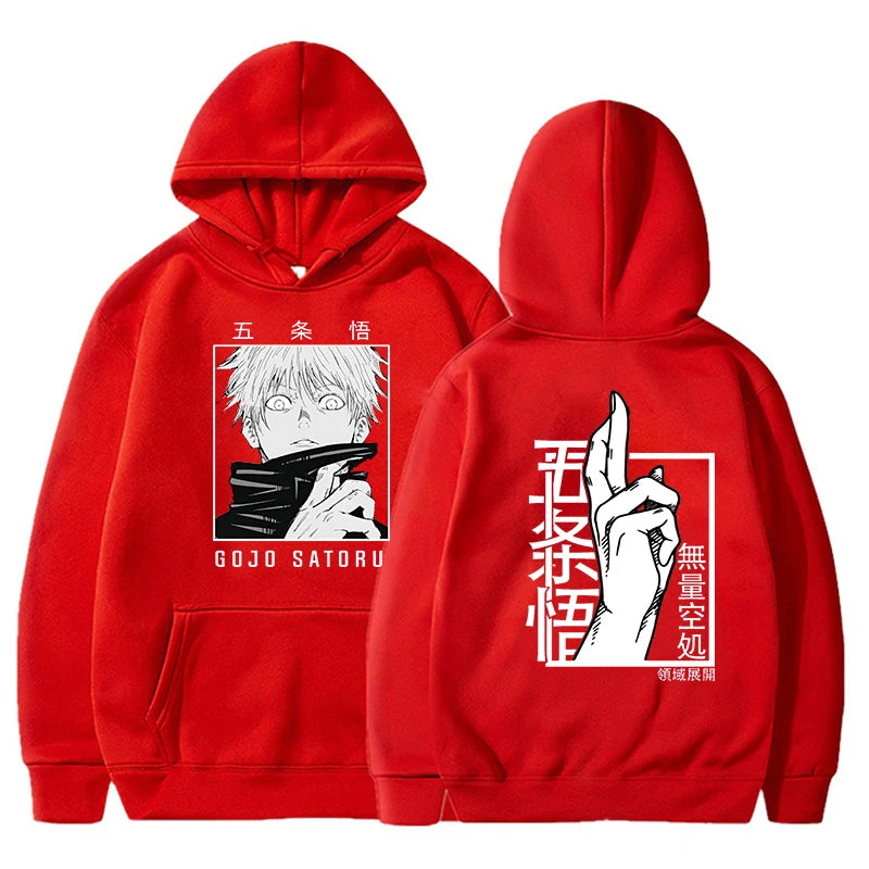 Hot Anime Gojo Satoru Printed Hoodies Pullover Unisex Hooded Sweatshirt Harajuku Streetswear Long Sleeve - reetell