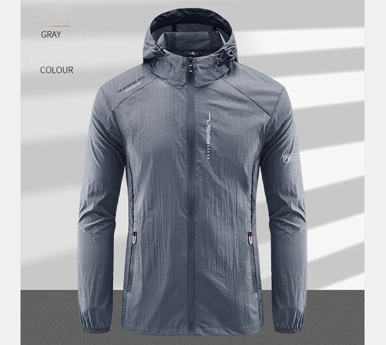 Summer Outdoor Quick Dry Sun-Protective Thin Jacket Men Hiking Fishing Cycling Hooded Gym Sport Windbreaker Ultra Light Coats - reetell