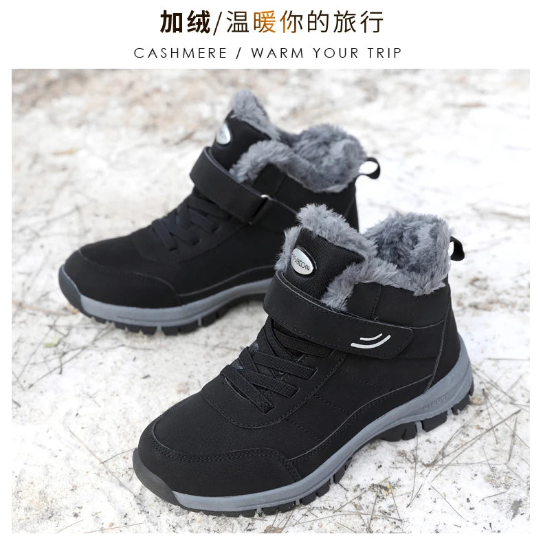 Winter Women Snow Boots Warm Plus Velvet Men Cotton Shoes Windproof Women's Boots Comfortable Casual Shoes Non-slip Hiking Boots - reetell