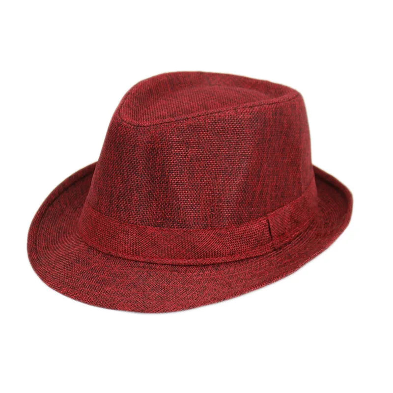 Linen Panama Solid  Jazz Hat Cowboy  Men's Women's Children's British Sun Hat