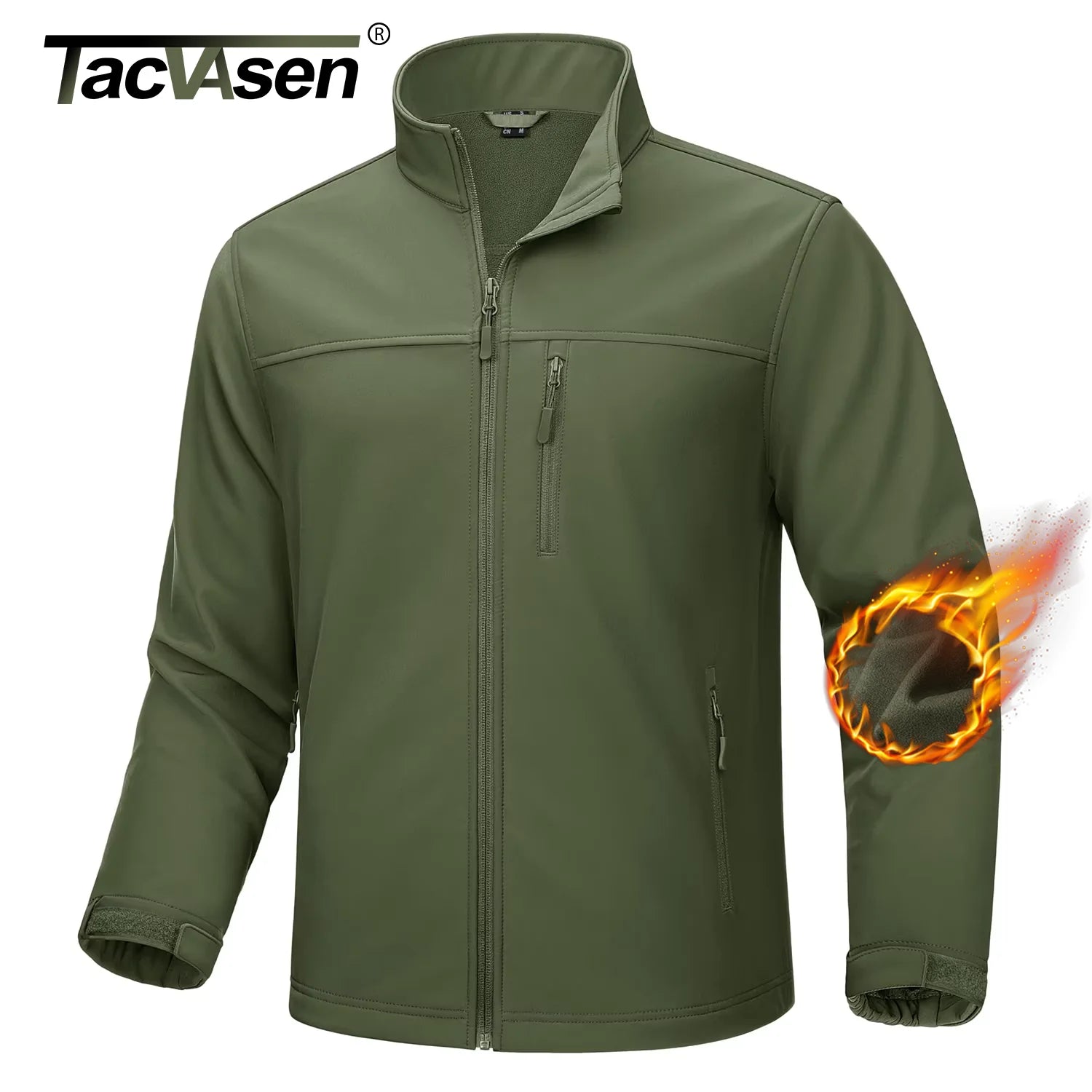 TACVASEN Waterproof Softshell Jackets Mens Winter Fleece Lined Work Jackets Zipper Pocket Outdoor Jacket Male Windbreaker - reetell