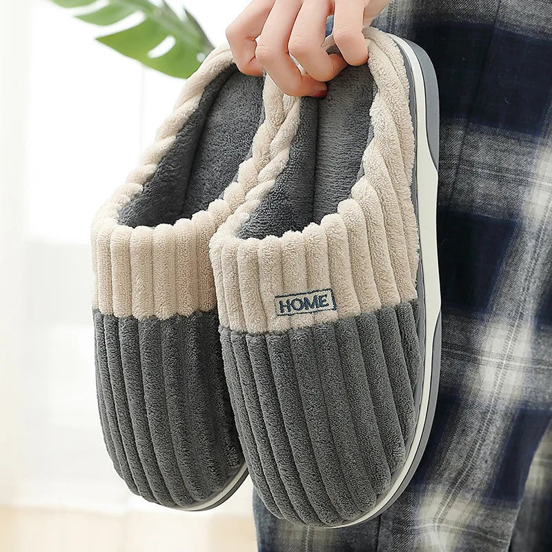 New Big Size 48 49 Men Home Slippers Winter Warm Slipper Couples Comfort Furry Shoes Casual Shoes Indoor Thick Plush Slides