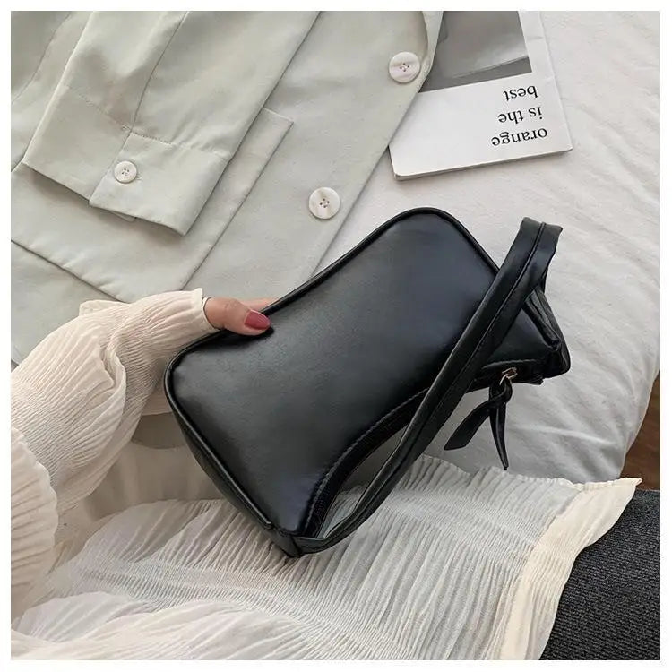 Handle Bag Women Retro Handbag PU Leather Shoulder Totes Underarm Vintage Top Handle Bag Female Small Subaxillary Bags Clutch - reetell