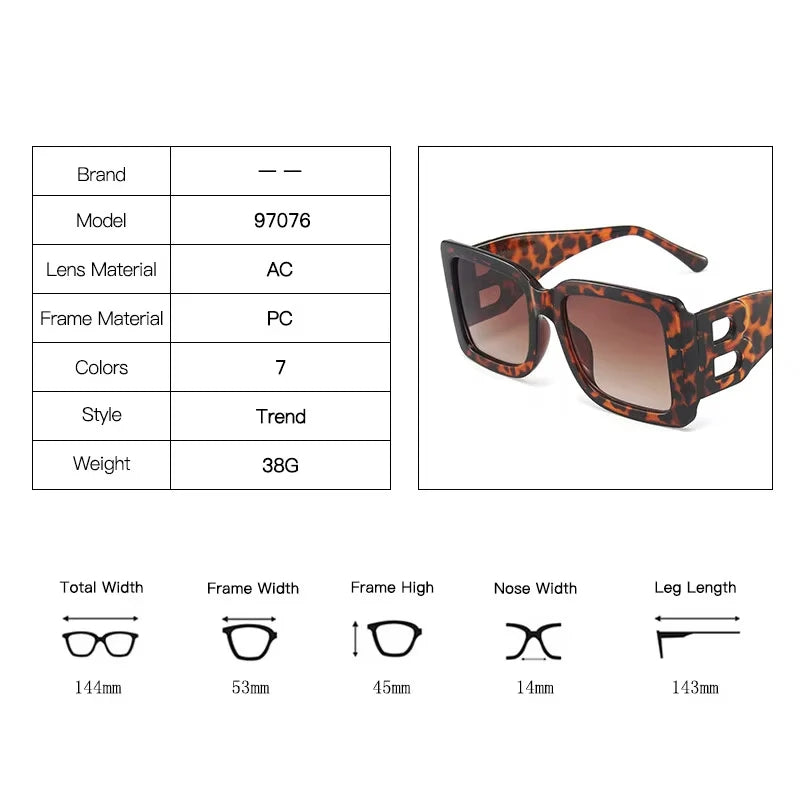 New Fashion Oversized The Letter B Square Luxury Trend Sunglasses Women Men Retro Rectangle Sunglasses Gafas De Sol - reetell