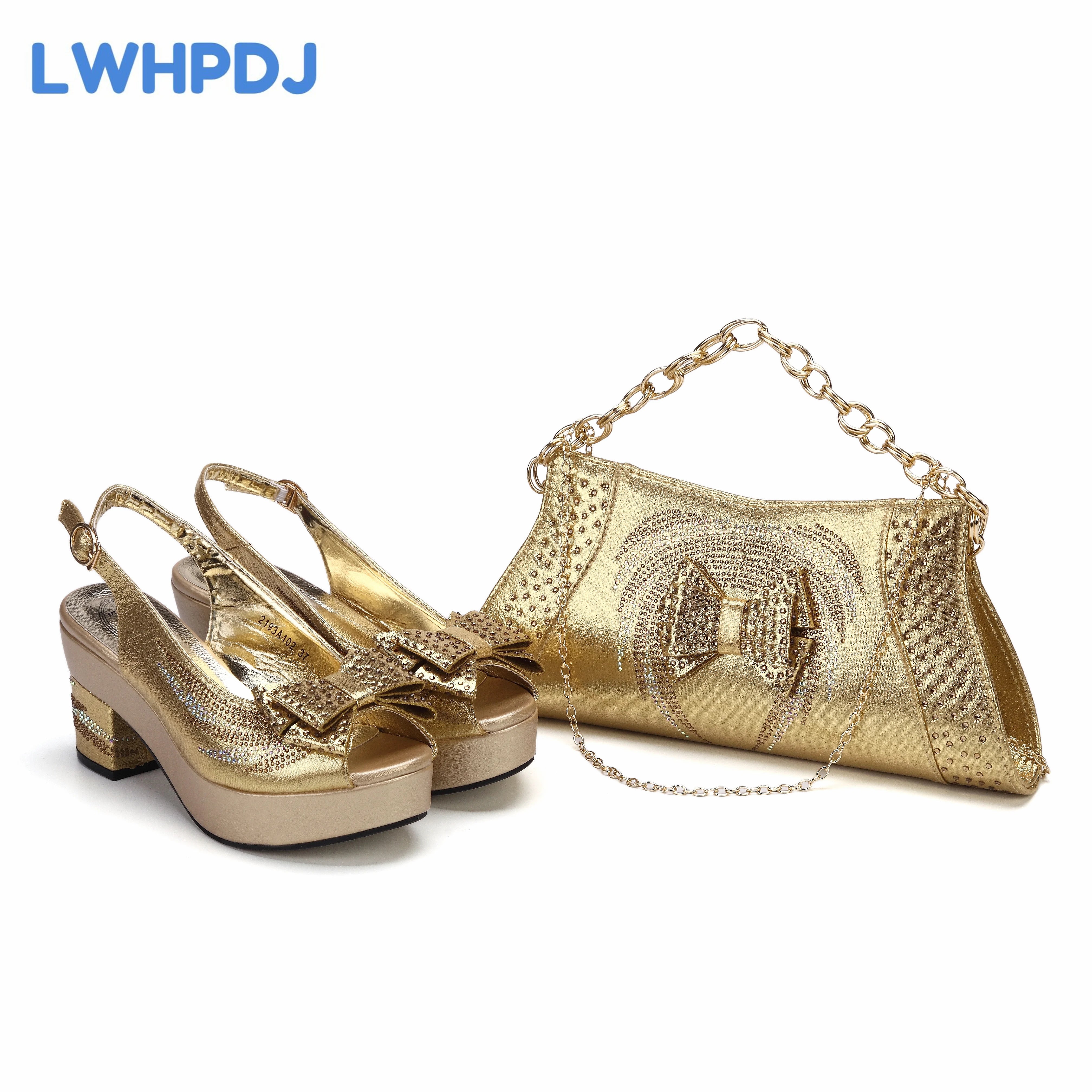 2024 New Coming Wine Color Hot Selling High Heels Ladies Sandal Matching Bag Set  For Wedding Party Pump