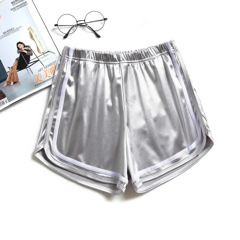 2024 Summer Women Satin Shorts High Waist Female Casual Beach Short Pants Elastic Ladies Fitness Running Sports Yoga Shorts - reetell