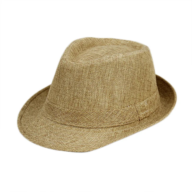 Linen Panama Solid  Jazz Hat Cowboy  Men's Women's Children's British Sun Hat