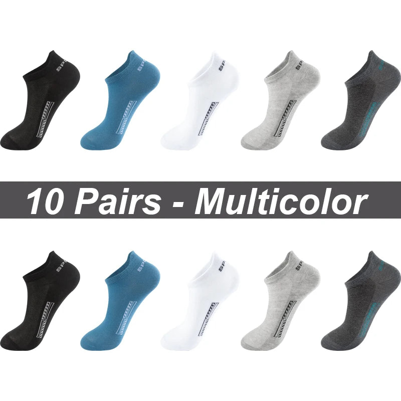 High Quality 10Pairs Men Socks Combed cotton 100% Summer Sports Sock Plus Size EUR38-48