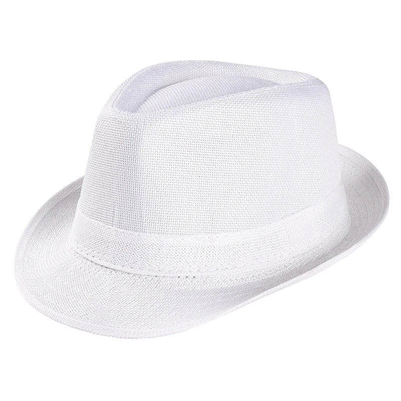 Men Women Fashion Jazz Hat Breathable Linen Cowboy Caps Straw Weave Sun Hats Summer Retro Chapeau Fedoras 1920s Classic Panama