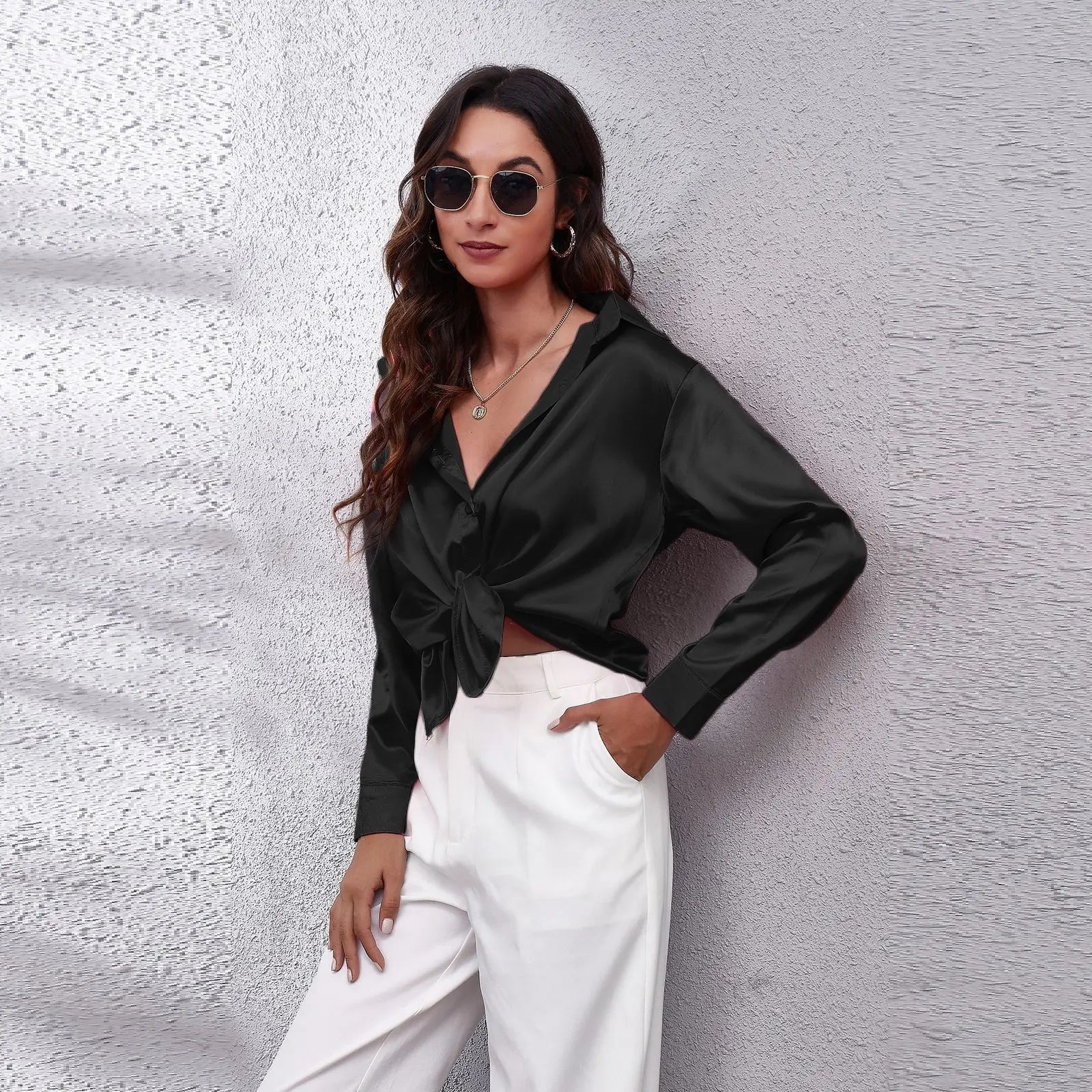 Satin Blouse Shirt Silk Tops Elegant Long Sleeve Loose Womens Blouses Camisas De Mujer Spring Autumn Streetwear Women Clothes - reetell