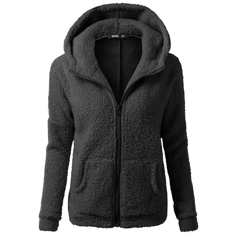 Autumn Winter Warm Jacket Women hoodie Hooded 2024 Casual Female Hoodies Sweatershirt Zipper Coat Solid Soft Fleece Women Coat - reetell