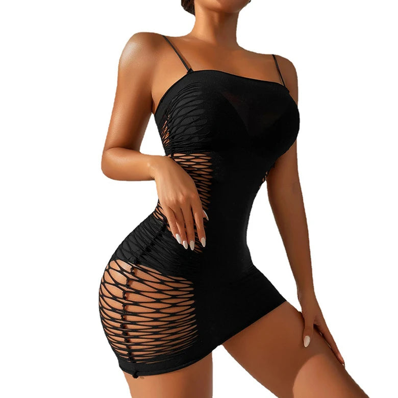 Sexy Sleeveless Bodycon Mini Dress Women Spaghetti Strap Party Nightclub Slim Evening Dresses Ladies Plus Size Hollow Clubwear - reetell