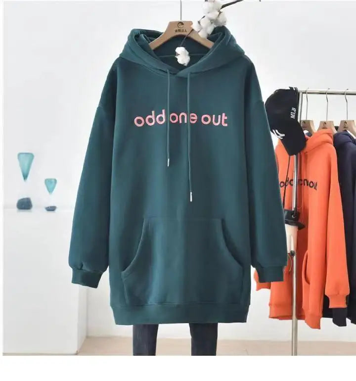 Autumn and Winter New Simplicity Versatile Temperament Women's Clothing Fashion Drawstring Letter Printing Long Sleeve Hoodie - reetell