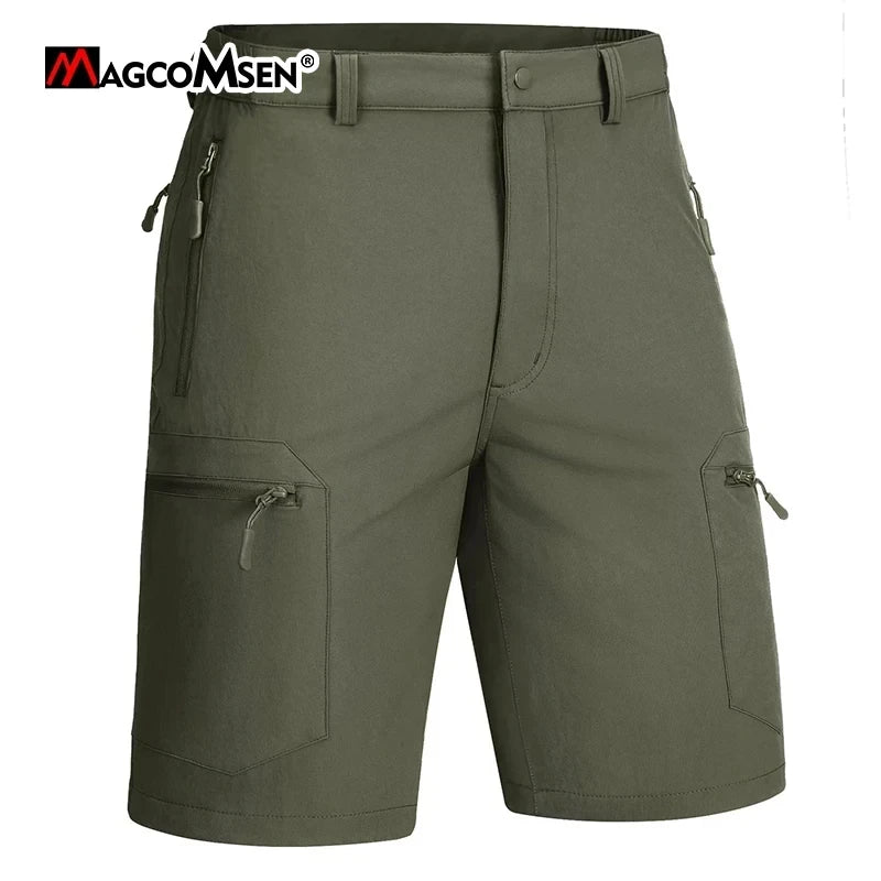 MAGCOMSEN Summer Quick Dry Men's Shorts Working Travelling Short Pants with 5 Zipper Pockets - reetell