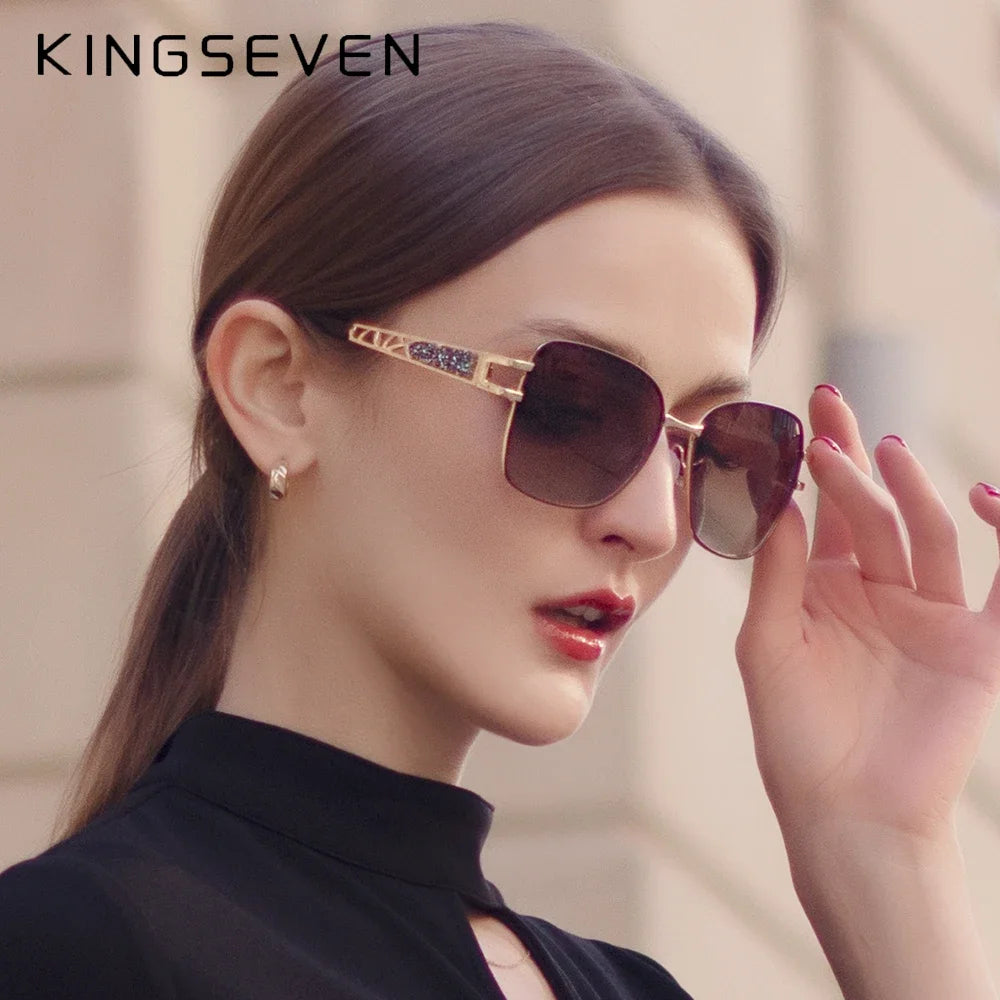 KINGSEVEN 2023 Polarized UV400 Women Sunglasses High Quality Stainless Steel Ladies Sun Glasses Elegant Design Fashion Eyewear - reetell