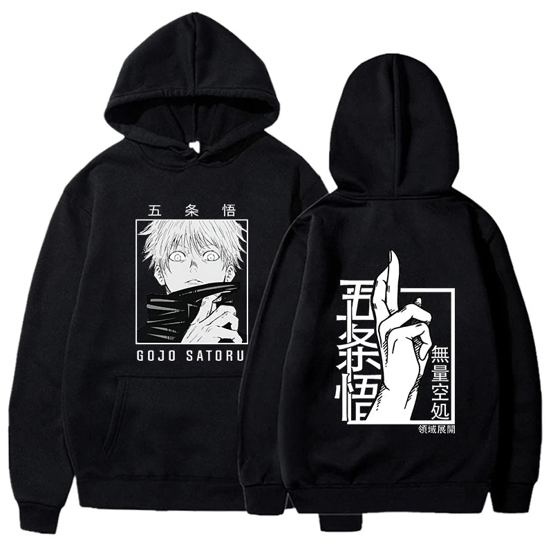 Hot Anime Gojo Satoru Printed Hoodies Pullover Unisex Hooded Sweatshirt Harajuku Streetswear Long Sleeve - reetell