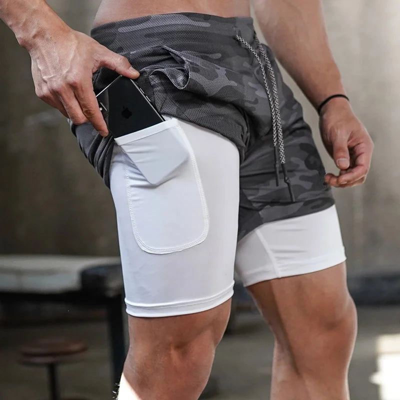 2024 New 2-in-1 Men's Fitness Shorts Training Fitness Sports Jogging Shorts, Breathable and High Elastic - reetell