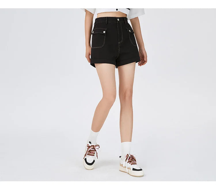 Semir Casual Pants Women Cargo Pants Simple And Handsome 2024 Summer New Pure Cotton A-Line Shorts Versatile - reetell