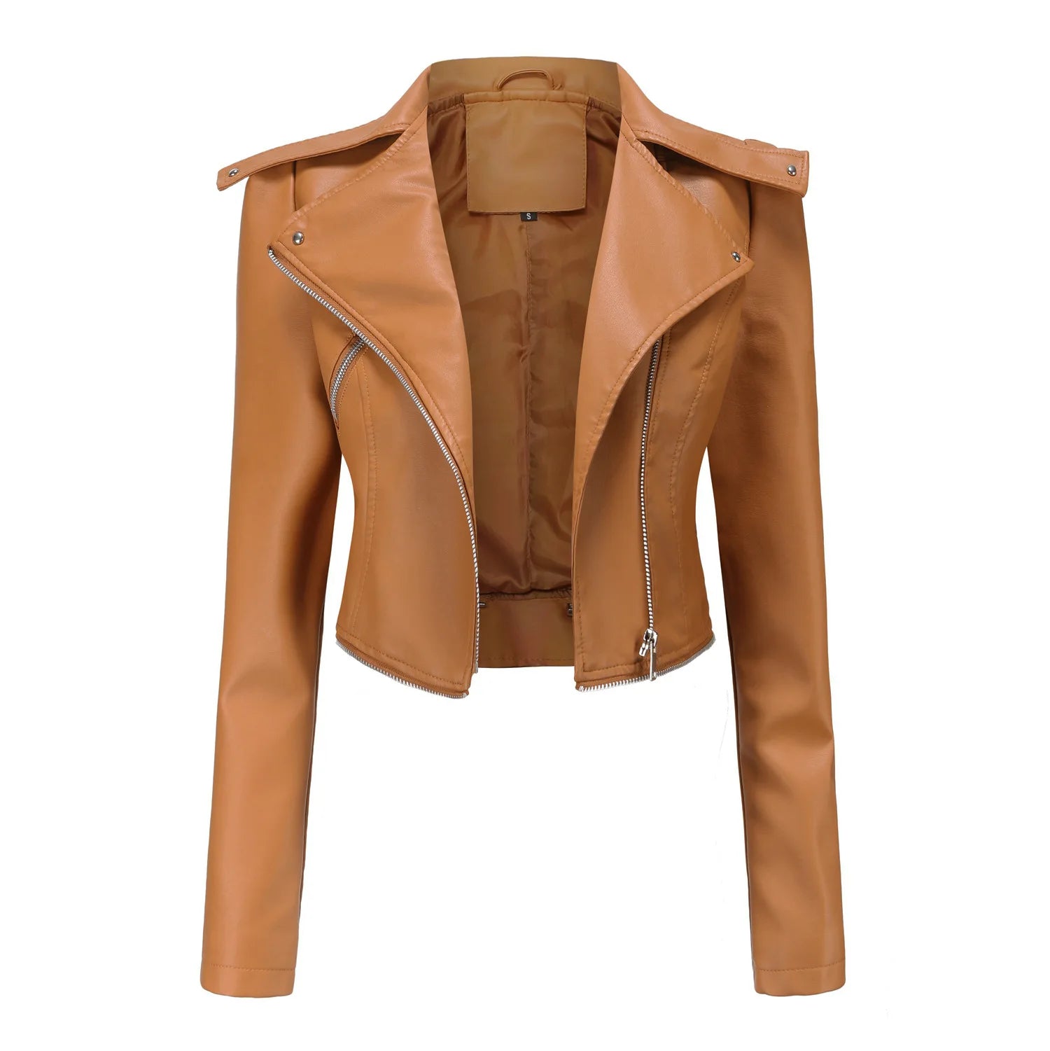 2024 Spring Autumn Women's Leather Jacket Female Detachable Hem Lapel Zipper Casual Coats Women's Locomotive Windbreaker