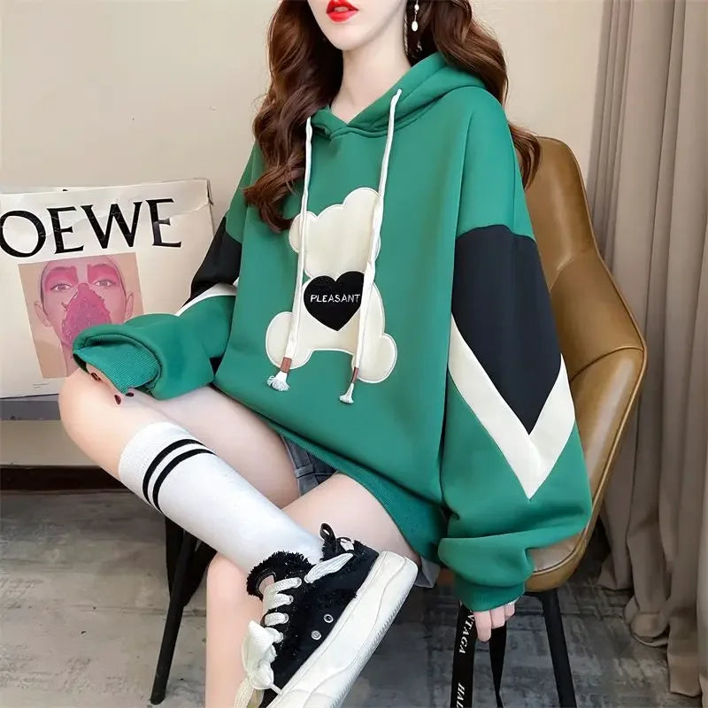 Hoodies Spring and Autumn Long Sleeve Kawaii Hooded Sweatshirt for Women Cute Youthful Clothes 2000s Novelty Designer Woman Tops - reetell