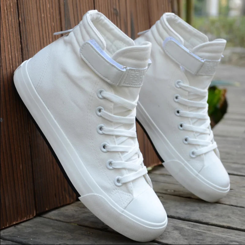 Men Shoes High Top White Canvas Shoe 2021 Summer New Mens Sneakers Fashion Breathable Canvas Sneakers Non-slip Flat Casual Shoes - reetell