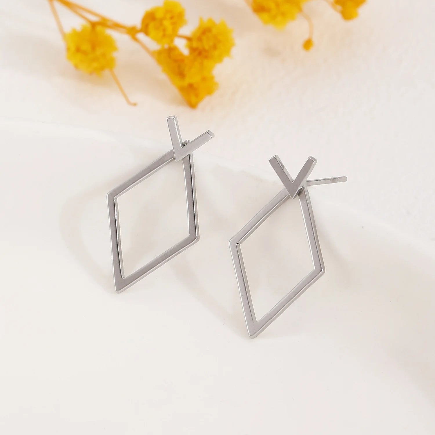 Retro Minimalist Geometric Square Detachable Triangles Stud Earrings for Women Fashion Jewelry Accessories Party Gifts