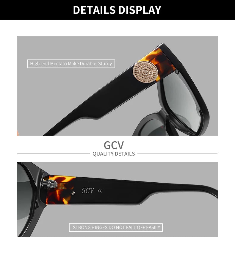 GCV Brand Acetate Appearance Patent Design Women's Butterfly Rectangular Triangle Polarized Sunglasses UV400 Fashion - reetell