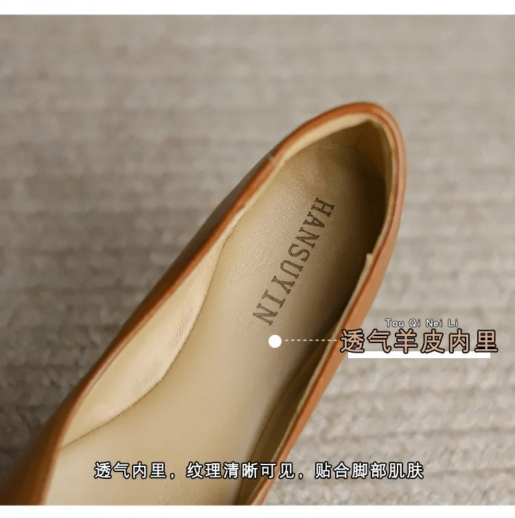 Luxury Temperament Women Shoe Summer New French Pointed Leather Shoe Simple Comfortable Single Shoe Sheepskin Elegant Low Heels