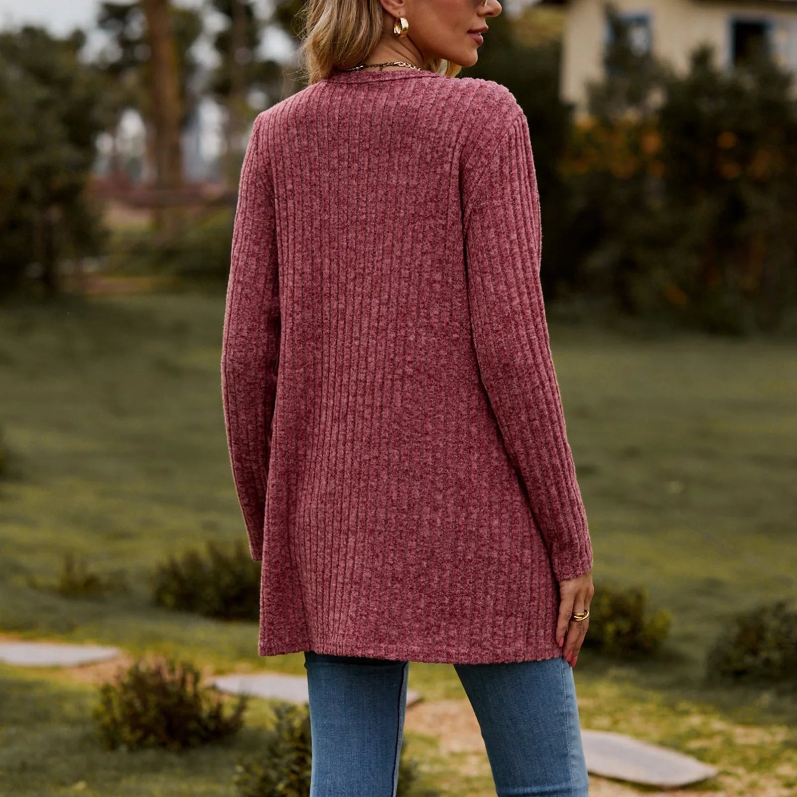 Women's Cardigan Sweater 2023 Autumn and Winter New Female Long Coat Twisted Rope With Button Solid Color Knitted Sweaters Women - reetell