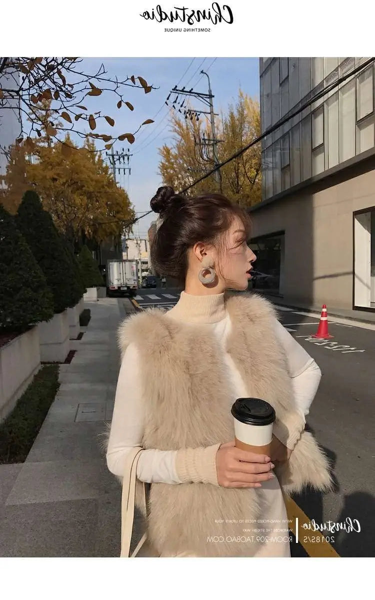 2024 Newest Fashion Quality Fur Vest Coat Warm Women's Vests Winter Furs Fox s Jacket for Women - reetell