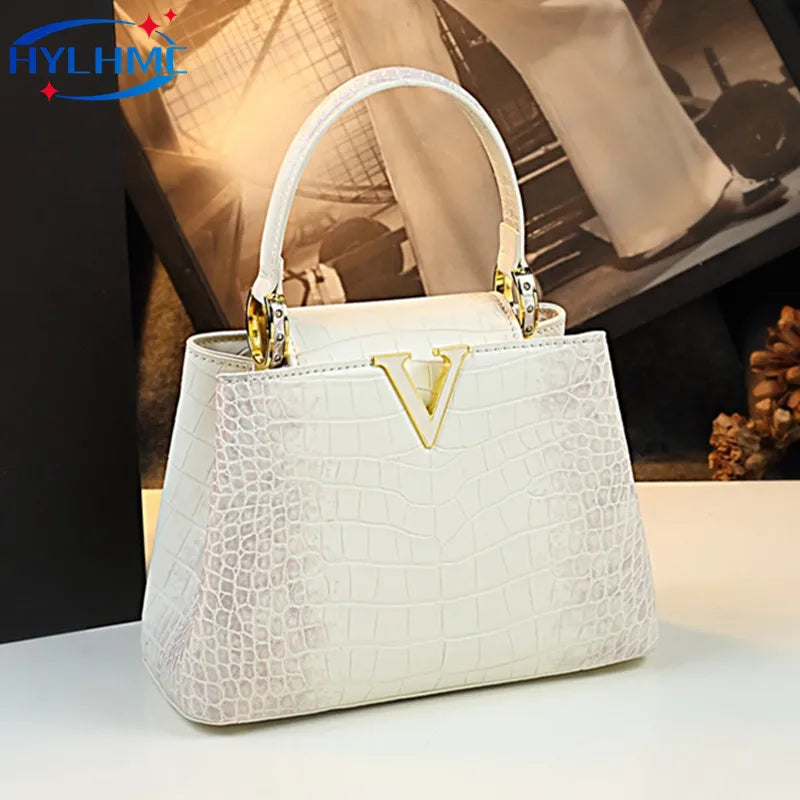 Luxury Fashion White Leather Women Handbags 2024 New Female Small Shoulder Messenger Bag Crossbody Portable Shell Bags