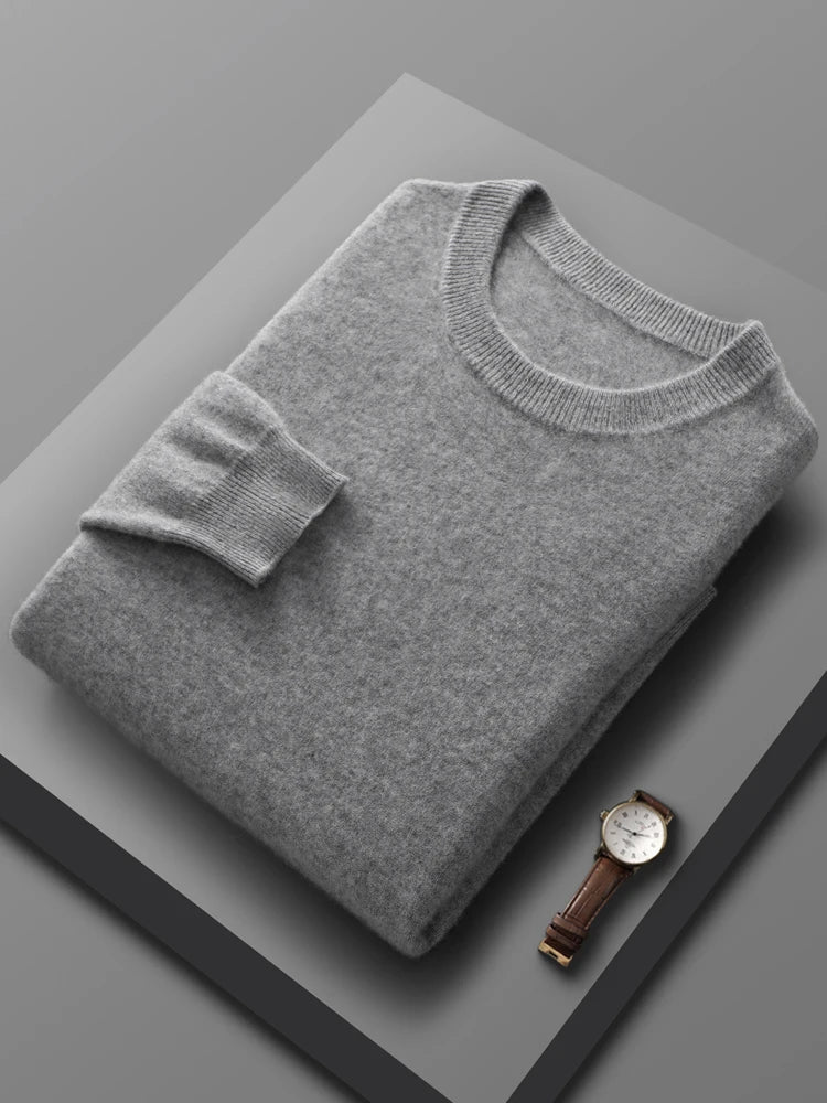 Spring Autumn 100% Pure Merino Wool Pullover Sweater Men O-neck Long-sleeve Cashmere Knitwear Female Clothing Grace - reetell