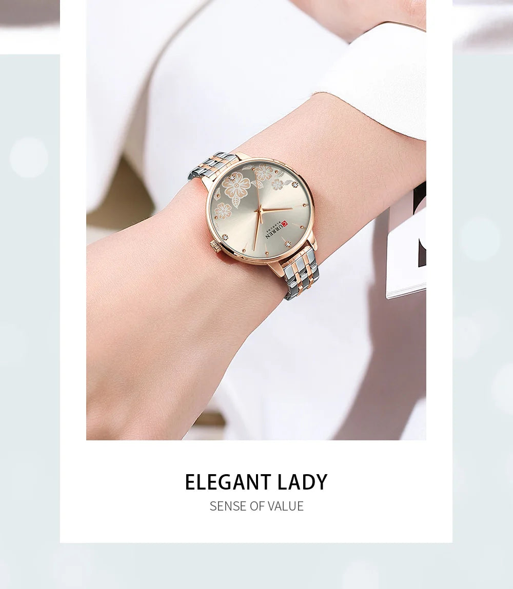 CURREN Brand Fashion Women Watches Stainless Steel Ultra Thin Quartz Watch Woman Romantic Clock Women's Watches Montre Femme